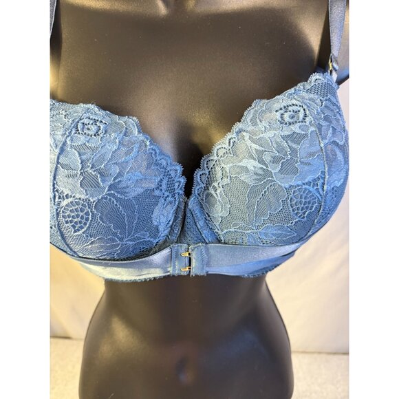 Torrid 38C Navy Lace Underwire Push Up Bra High Support Womens Plus Padded - Picture 2 of 3